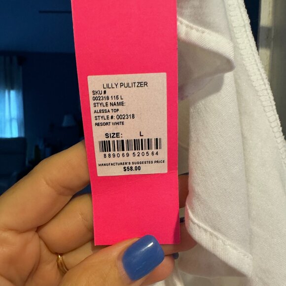 Lilly Pulitzer Alessa Ruffle Sleeveless White Pullover Top Size L - Picture 4 of 5